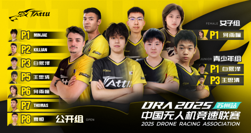 中國無人機競速聯賽Tattu飛手得獎